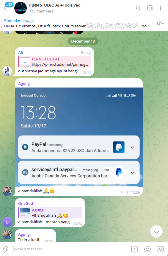 Grup Telegram Pinn Studio